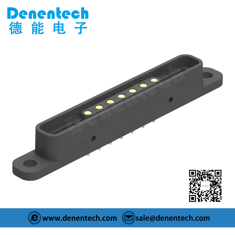 Denentech low price of Rectangular magnetic pogo pin 7P straight female magnetic pogo pin connector 7
